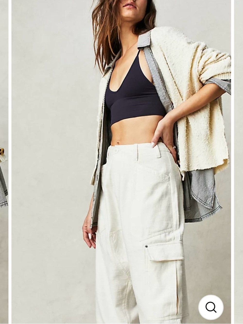 NWT Free People Women's Cream Cargo Cotton Pants. Bay to breaker Pants - Picture 3 of 15